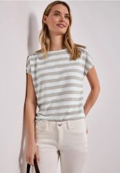 Dropped Shoulder Shirt mit Streifen und Glitzer