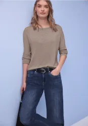 STREET ONE 3/4-Arm-Shirt im Melange-Look
