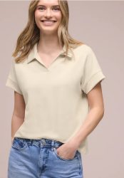 Kurzarm Poloshirt mit Rippdetail