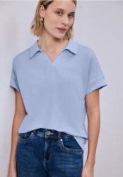 Kurzarm Poloshirt mit Rippdetail
