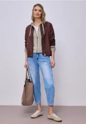 Langarm Jacke mit Kapuze und Zipper