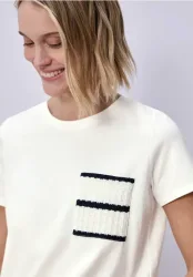 Kurzarm Shirt mit Streifen-Tasche