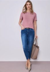 Kurzarm Longshirt mit Rundhals