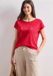 STREET ONE Shirttop Sommershirt mit Wording Artwork