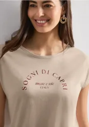 STREET ONE Shirttop Sommershirt mit Wording Artwork