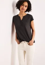 Dropped Shoulder Shirt mit Split Neck