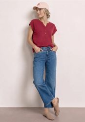 Dropped Shoulder Shirt mit Split Neck