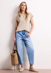 Dropped Shoulder Shirt mit Split Neck