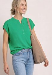 Dropped Shoulder Shirt mit Split Neck