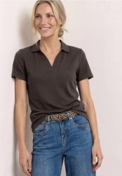 Kurzarm Poloshirt mit Split Neck
