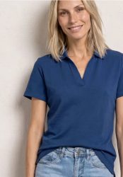 Kurzarm Poloshirt mit Split Neck