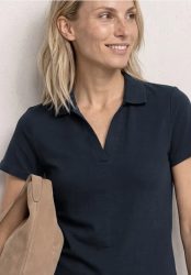 Kurzarm Poloshirt mit Split Neck
