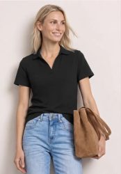 Kurzarm Poloshirt mit Split Neck