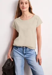 Shirt mit Rundhals und Raffung