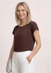 Shirt mit Rundhals und Raffung