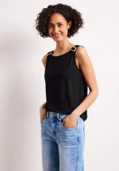 Top mit Rundhals und Schulterdetail