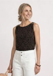 Top mit Rundhals und Schulterdetail