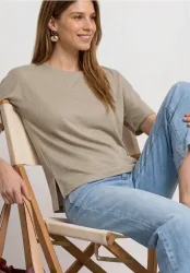 STREET ONE Kurzarmshirt Sommershirt mit Rundhals und Glitzerdetails