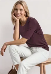 STREET ONE Kurzarmshirt Sommershirt mit Rundhals - Unifarbe