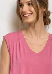 STREET ONE Shirttop Sommershirt mit Elastiksaum