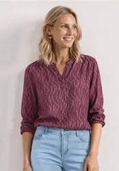 STREET ONE 3/4-Arm-Shirt Sommershirt mit Split Neck und Print