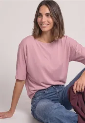 Basic Shirt mit Boat Neck und Elastikbund