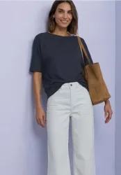 Basic Shirt mit Boat Neck und Elastikbund