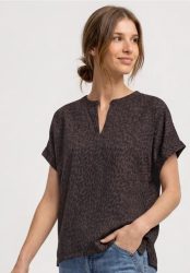 Shirt mit Strukturmix und Split Neck