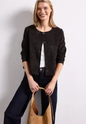 Langarm Jacke mit Rundhals und Knöpfen