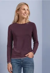 Langarm Shirt mit karierten Meshdetails