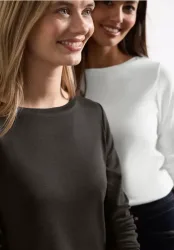 Langarm Shirts mit Boat Neck im 2er-Pack