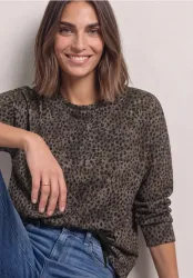 Langarm Shirt mit Rundhals und Muster