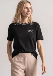 T-Shirt mit Rundhals und Embroidery-Detail