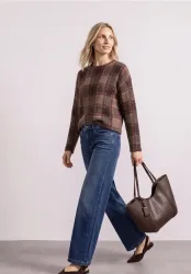 Langarm Shirt mit Rundhals und Karomuster
