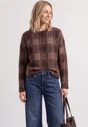 Langarm Shirt mit Rundhals und Karomuster