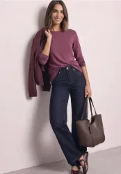 Langarm Shirt mit U-Boot-Ausschnitt