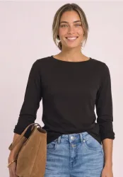 Langarm Shirt mit U-Boot-Ausschnitt