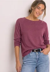 Langarm Shirt mit Rundhals und Rollkante