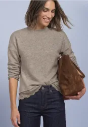 Langarm Shirt mit Rundhals und Spitzenborte