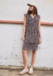 Knielanges Kleid aus Chiffon mit Print