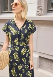 Midi-Kleid mit V-Neck und Volants