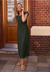 Midikleid im Strukturmix mit Rundhals