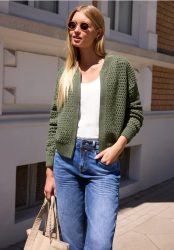 Cardigan mit Rundhals und Zipper