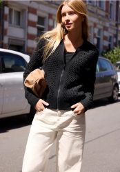 Cardigan mit Rundhals und Zipper