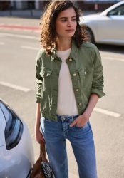 Jeansjacke mit Knöpfen im Cropped Fit