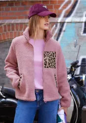 Strukturmix Jacke mit Stehkragen