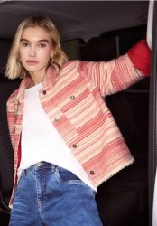 Jacke mit Streifen in Bouclé Qualität
