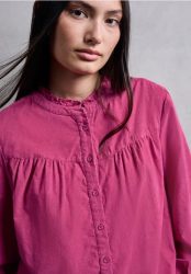 Cordbluse mit Rüschendetails