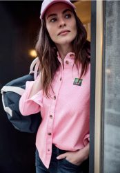 Cordbluse mit Patchdetail