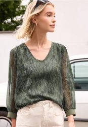 Langarm Bluse mit V